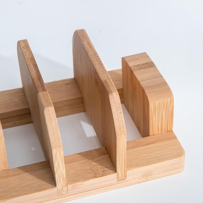 Kunovo Bamboo Pot Lid Holder,Cutting Board Organizer,Baking Sheet/Pan Organizer Rack for Cabinet (GGJ-A) - Image 6