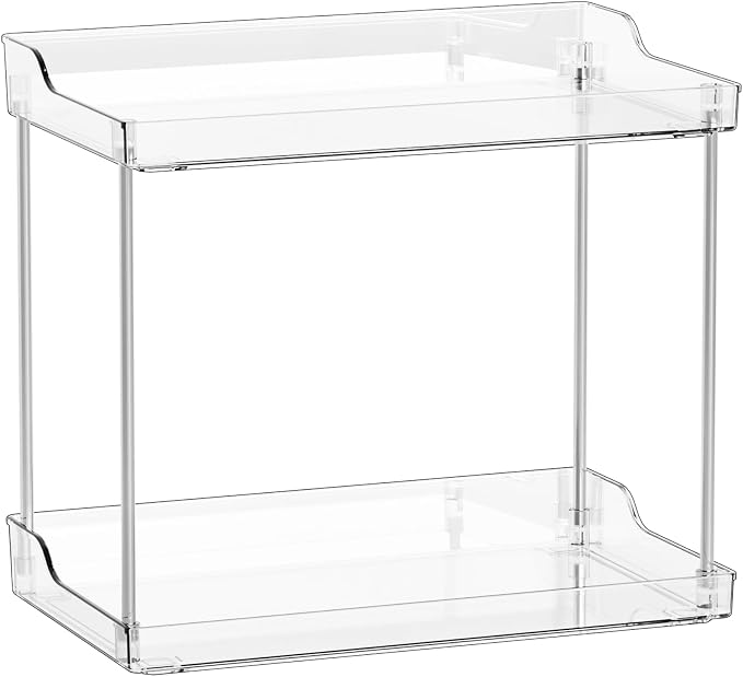 Clear Acrylic Bathroom Counter Organizers and Storage Tray, 2 Tier Makeup,Perfume,Skincare Organizer Shelf & Vanity Storage for Bedroom and Counter Top Spice Racks for Kitchen Corner,Rectangle - Image 9