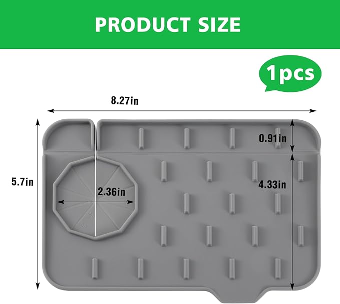 Kitchen Sink Splash Guard, Silicone Faucet Mat, 8.3 x 5.7 Inch | Soap Dish Pad, Sponge Holder Sink Trays, Faucet Handle Drip Catch For Bathroom, Kitchen, Countertop, Gadgets - Image 2