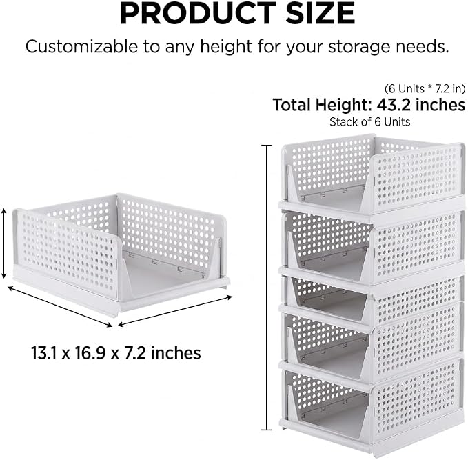 6 Pack Folding Stackable Wardrobe Drawer Storage Organiser - Image 2