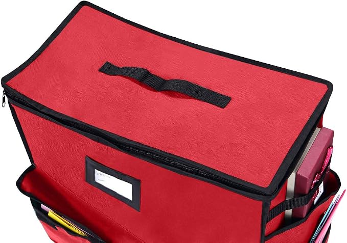 Christmas Storage Organizer, Gift Bags, Bows, Ribbons and Wrapping Accessories Container (Red) - Image 5