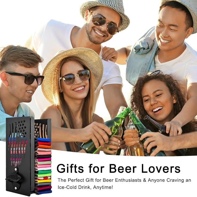 Can Cooler Holder with Bottle Opener, 2 in 1 Personalized Beer Can Sleeves Storage Organizer Wall Mount Beer Sleeves Organizer Dispenser for Home Family Bar Ideal Gift for Men Dad - Image 6