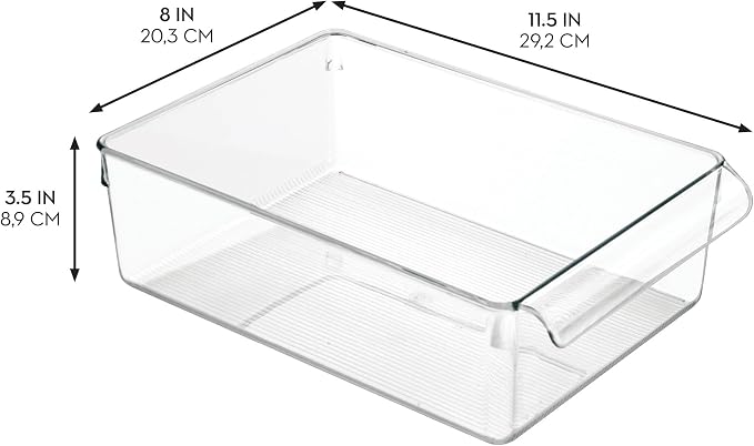 iDesign Fridge Storage Bin with Handle, Set of 2, Clear | Fridge Tray, For Cheeses and Snacks - Image 3