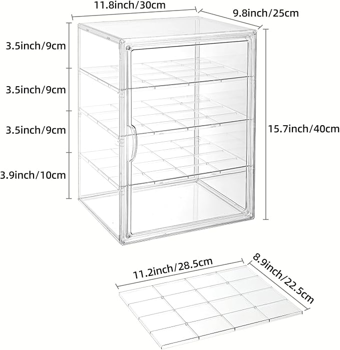 Pastry Display Case，4-Tier Adjustable Clear Bread Storage with Magnetic Door，Bread Box for Kitchen Countertop，15.7x11.8x9.8xinch (4 Tier-2 pcs) - Image 3