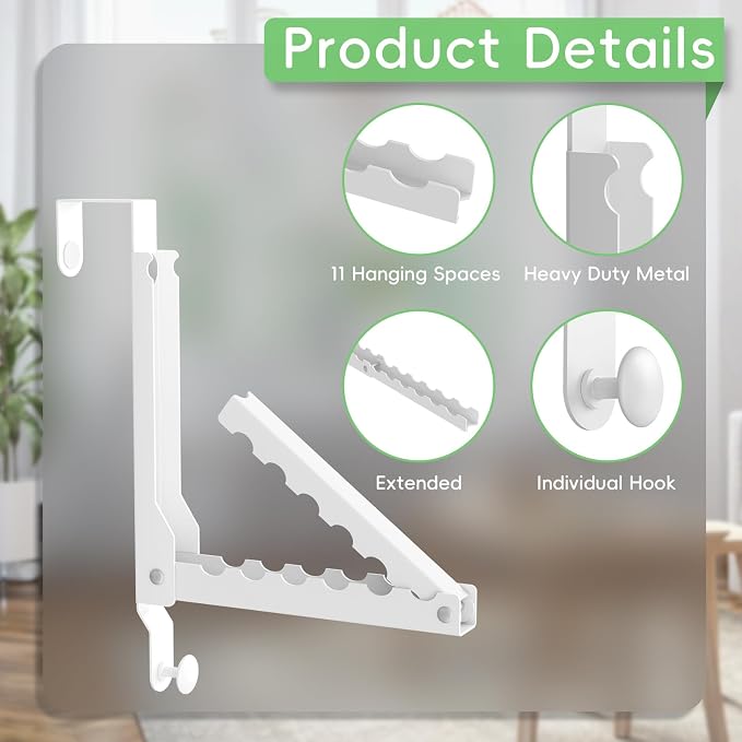 Over the Door Hook, Door Hooks for Hanging Towels, Bags,Coats,Umbrellas, Mirrors, Over Door Dual-Hook, Suitable for Bathrooms, Bedrooms, Laundry Rooms, Kitchens, Storage Rooms (White-2(UP)) - Image 2