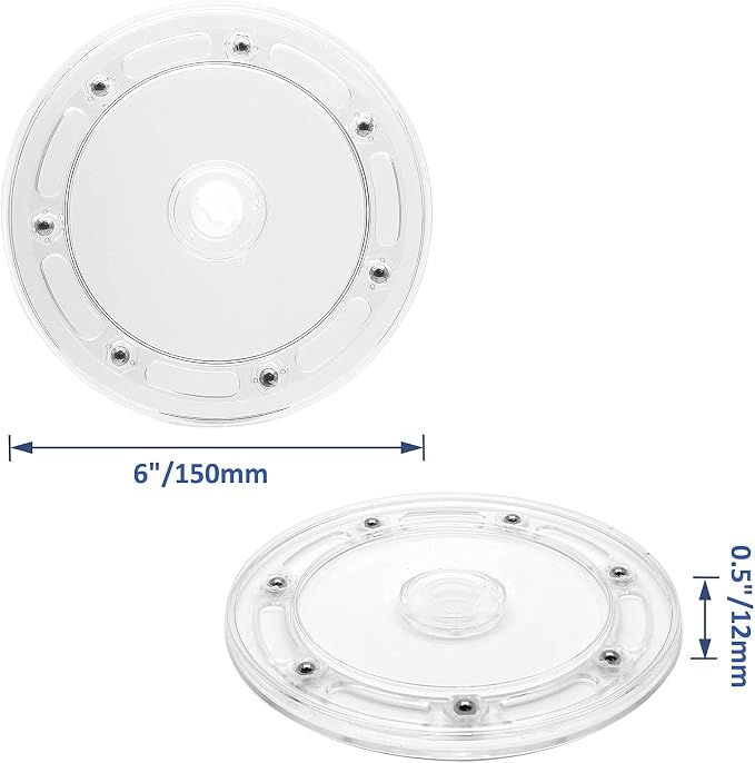 6 Inch Acrylic Turntable Organizer, Clear | 360 Degree Rotation, Round Turntable, For Kitchen Pantry Table Countertop Cabinet, Decorating - Image 3