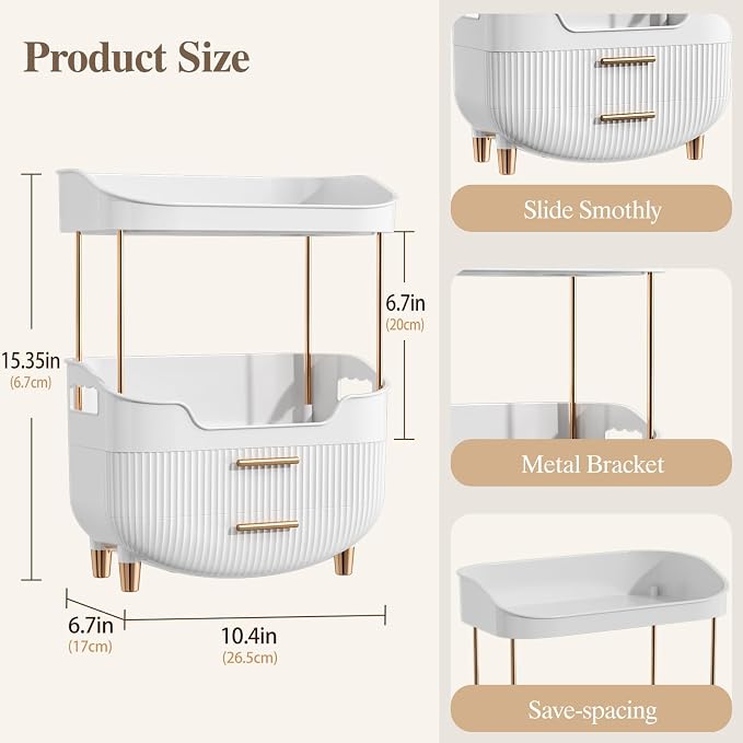4-Tier Makeup Organizer Bathroom Countertop Storage White | Versatile Storage for Vanity, Desk, Bedroom, Holds Lipstick, Perfume, Skincare, Mask, Cosmetics - Image 3