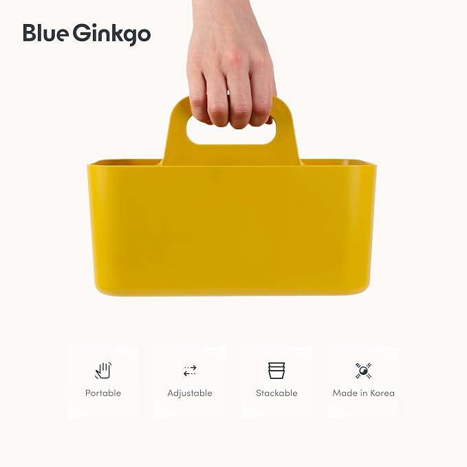 BLUE GINKGO Stackable Organizer Caddy, Rectangle, Yellow, Made in Korea | Portable. Adjustable. Home, Office & School Storage. - Image 5