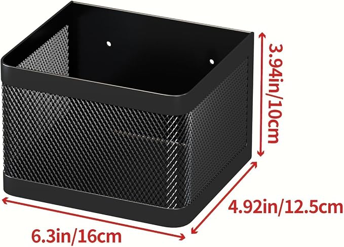 1 Pcs Magnetic Shelf For Fridge, Black, 6.3''L*4.9''W*3.9''H | For Whiteboard Classroom, Basket Organizer Holder, Locker Storage, Magnetic Bin Box Containers, Strong Magnetic, 16.5-Lb Load - Image 2