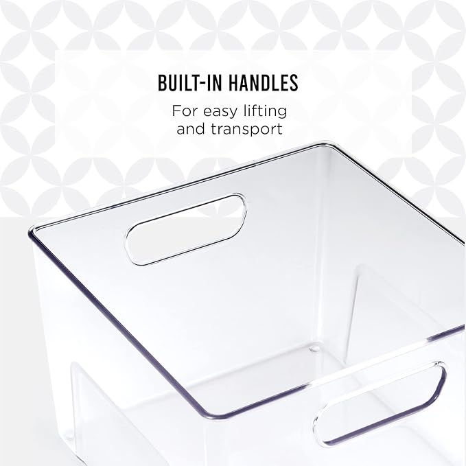 Copco Clear Narrow Storage Bin with Built-In Handles - Refrigerator Organizer, Pantry Organizers and Storage, Bathroom Organizer, Kitchen Organizers and Storage, Hand Wash - Image 3