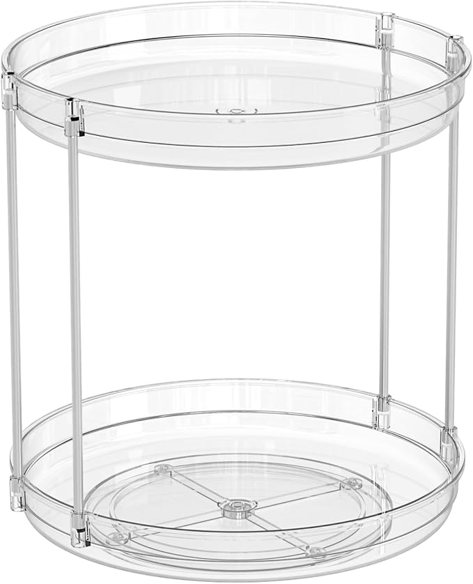 2 Tier Lazy Susan Turntable for Cabinet,Countertop,Pantry,9.5"W Spinning Seasoning Organizer,Double Rotating Kitchen Spice Rack Organizer and Condiments,Medicine,Vitamin Bottle Organizer Carousels,1Pc - Image 9