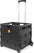 MaxWorks 51051 Collapsible Black Rolling Folding Dolly Cart for Teachers - Multi-Functional Dolly with Extra Storage Durable Wheels and Easy-to-Fold Design for Classroom Office Shopping - Without Lid by MaxWorks