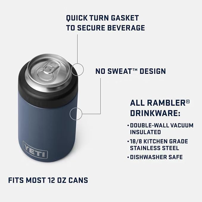 YETI Rambler 12 oz. Colster Can Insulator for Standard Size Cans, Navy/White/Badge - Image 2