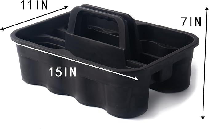 Matthew 3 Pack Large Plastic Tote Tool & Deluxe Supply Cleaning Caddy with Handle Portable Shower Basket Storage Caddy for Cleaning Products,Take-Out Drink,Bathrooms - Black - Image 2