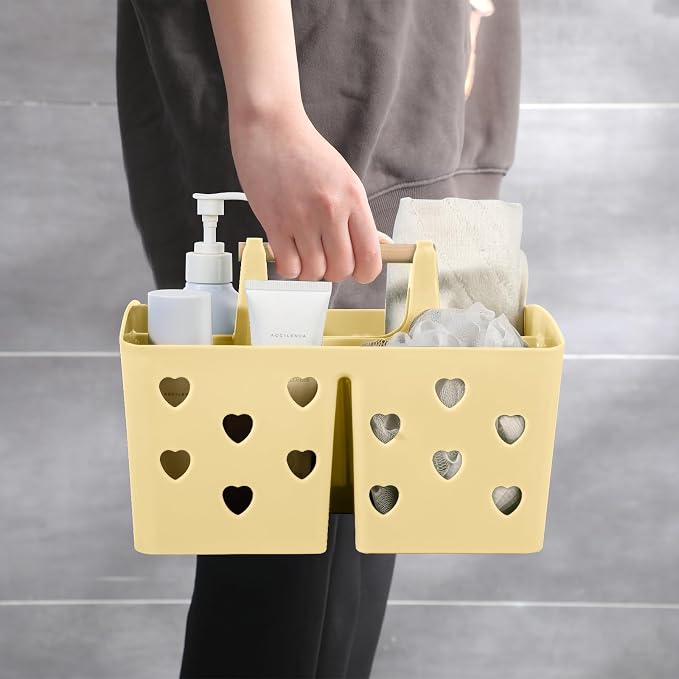 Portable Shower Caddy Plastic Shower Basket Organizer with Handle, Yellow | Divided Bathroom Caddy Storage Cleanning Caddy Tote for College, Dorm Room, Kitchen - Image 4