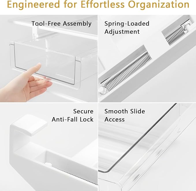 Refrigerator Organizers Storage Fridge Drawer, Storage Containers - 1pc(S) | Under Shelf Drawer for Fruit, Deli, Cheese, Seafood, Pull Out Plastic Organizer Bins fit for Medium Fridge Shelf, Simple Use - Image 7