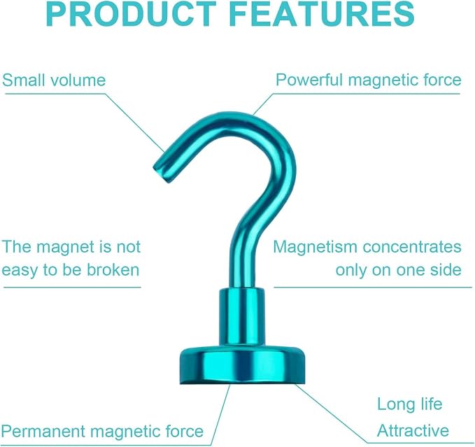 DIYMAG Magnetic Hooks 10pcs 30lbs+ Cruise Essentials 2026 Magnet Hook Green | Neodymium Heavy Duty Strong Magnets Hanging Ship Cabins Refrigerator Fridge Classroom Beach Vacation Kitchen Grills Home Tool - Image 4