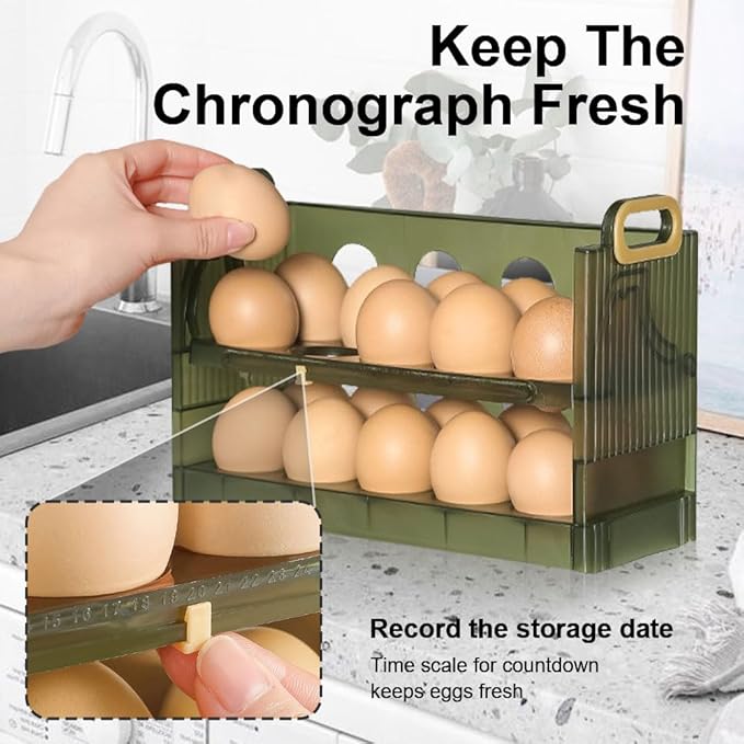 Koja 20-Egg Flip-Up Fridge Organizer - 2-Layer BPA-Free Storage Container - Image 2