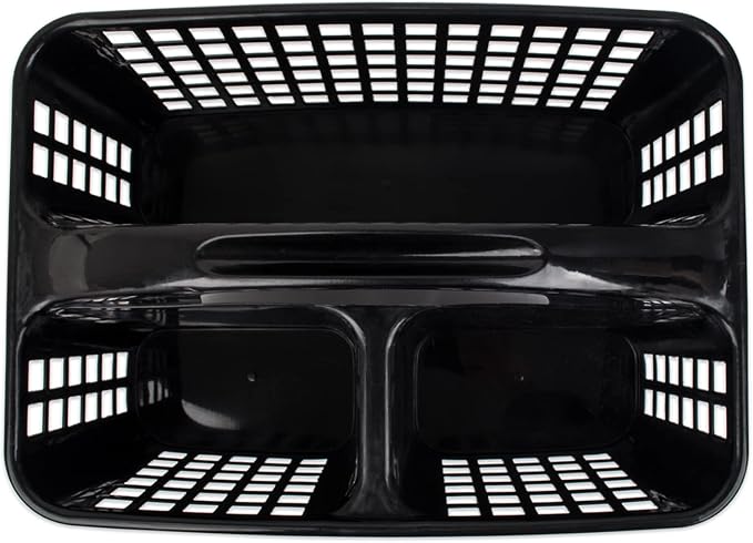Portable Shower Caddy Basket Plastic Storage Basket with Compartments Black | Sturdy Large Capacity Cleaning Supplies Organizer Divided Tool Bin for Bathroom Kitchen Bedroom College Dorm Essentials - Image 8