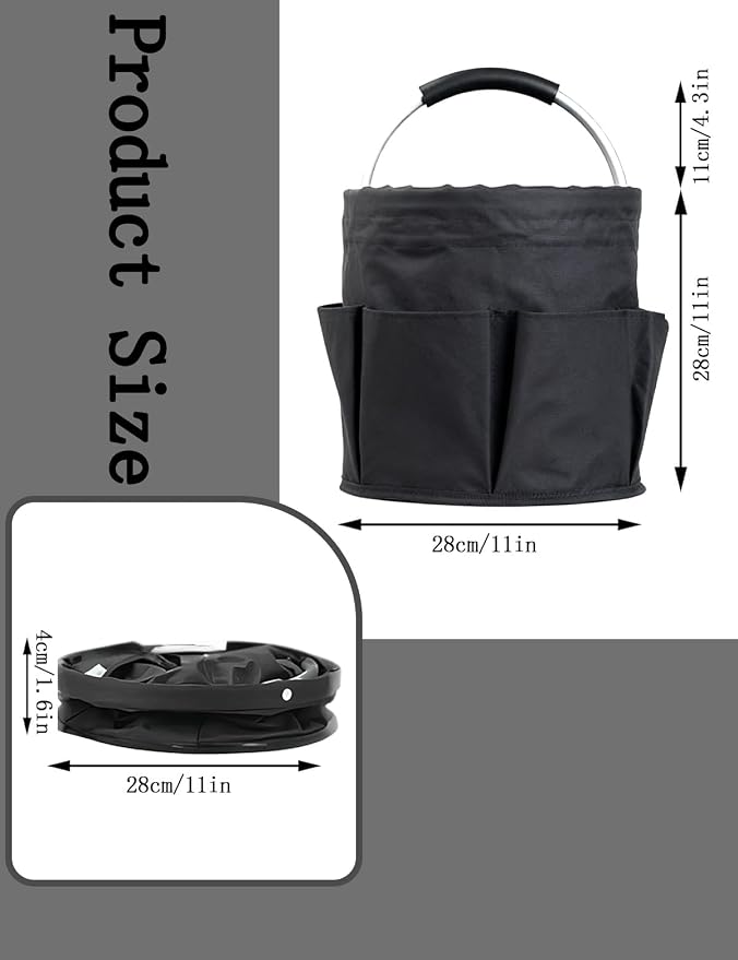 Cleaning Caddy with Handle, for Cleaning Supplies Organizer Bucket | Foldable Storage Tote with 6 Pockets,17L Large Capacity Basket for Household Organizer,Laundry Room,Bathroom & Home - Image 2