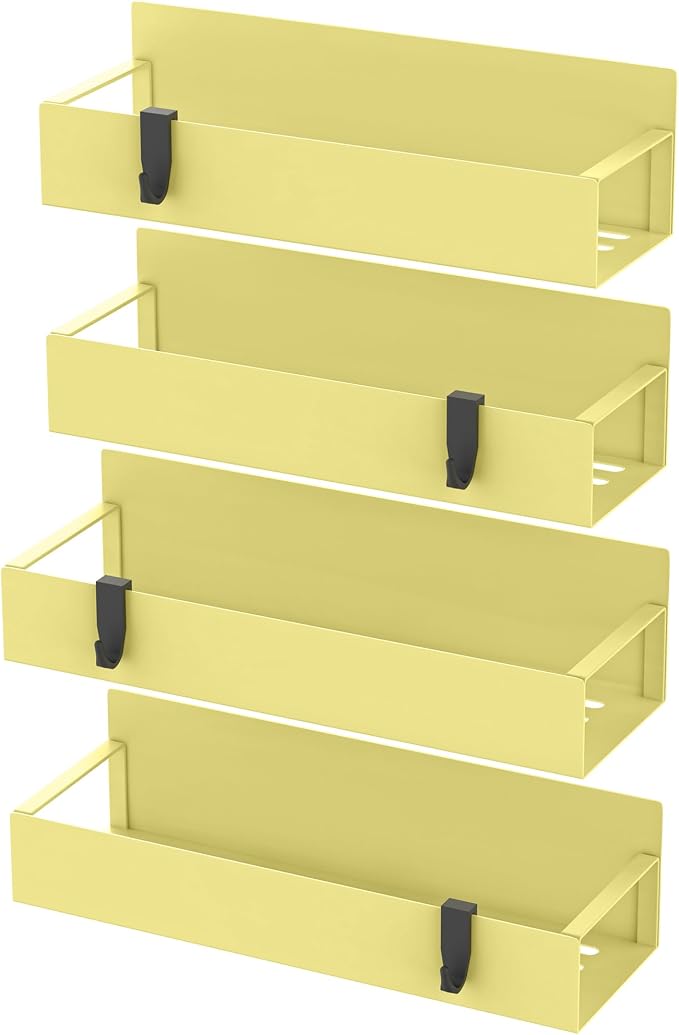 Metal Magnetic Spice Rack for Refrigerator Yellow, 4 Pack | Magnetic Shelves Heavy Duty for Fridge in Kitchen, Seasoning Storage Organizer, For Oven Washer and Dryer, For Heavier Items - Image 6