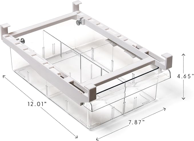 BINO | Pull-out Fridge Organizer | THE HANGER COLLECTION | Fridge Drawer Organizer with 2 Dividers | Clear Pantry Drawer Organizers | Shelf Holder Storage Drawers for Fruits, Veggies & Drinks - Image 2