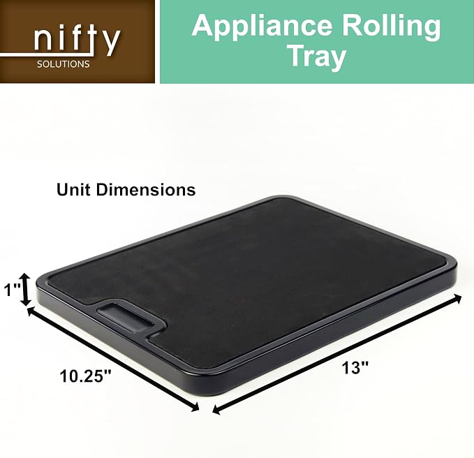 Nifty Small Appliance Rolling Tray, White – Kitchen Caddy Sliding Tray, Integrated Rolling System, Non-Slip Pad Top, Sliding Tray for Coffee Maker, Stand Mixer, Blender, Toaster - Image 3