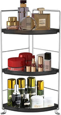 3-Tier Corner Bathroom Sink Countertop Organizer Storage Shelf Stackable Organizer for Cosmetics, Bathroom, Kitchen, Counter-Kitchen Spice Rack-Vanity Tray Makeup Shelf Holder,Black by Sekepingo