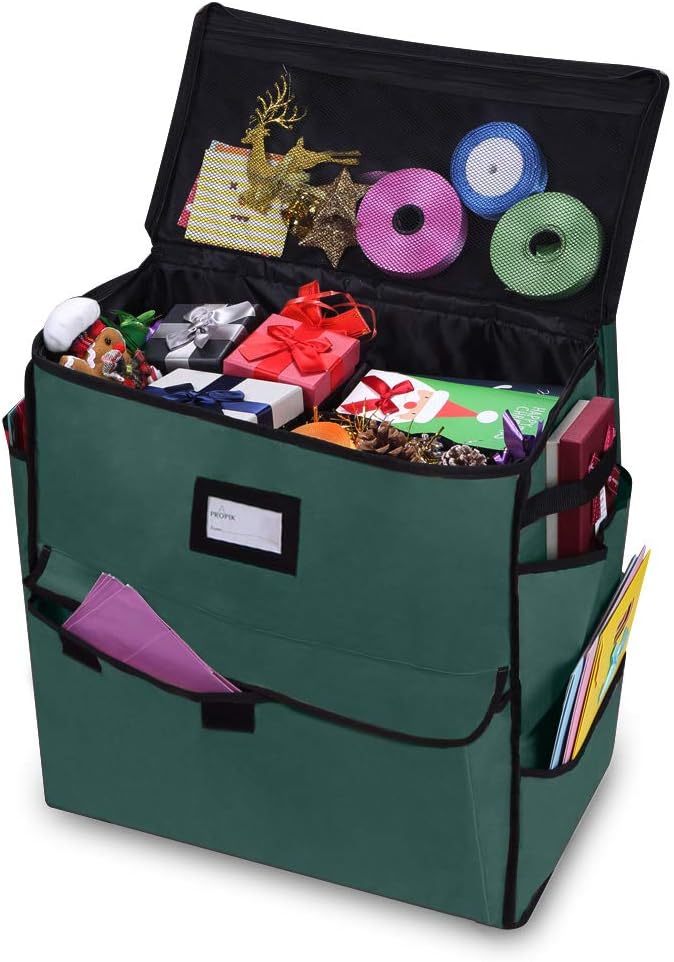 Unique Holiday Storage Organizer for Gift Bag and Wrapping Accessories (Green) by ProPik