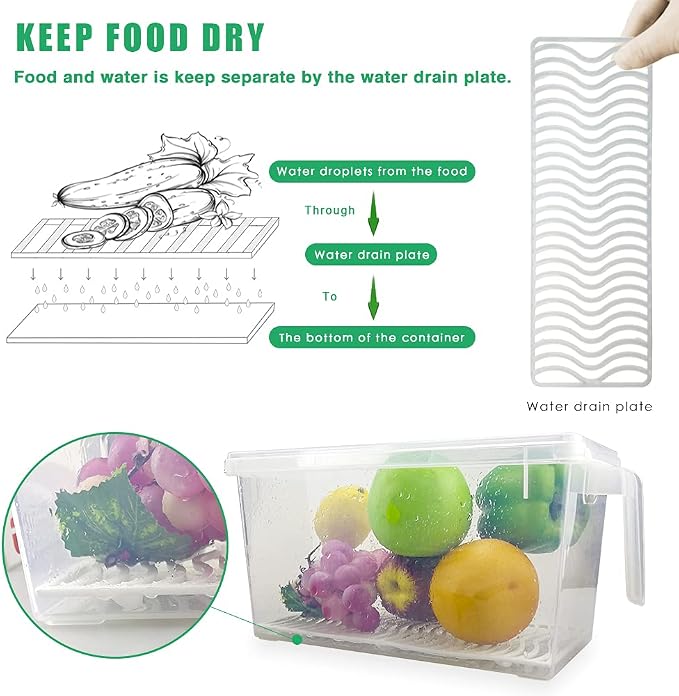 SILIVO Lettuce Keeper for Fridge(3 Pack)- 4.5L Vegetable Storage Containers for Refrigerator with Drain Tray Keep Fresh for Veggies and Salad - Image 3