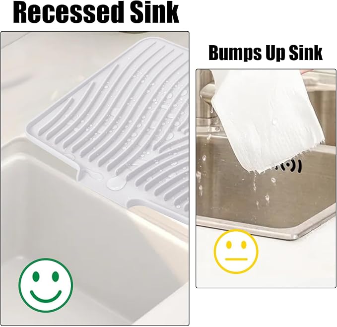 TIKNIK Silicone Dish Drying Mat for Kitchen Counter, White-1pcs, 16" x 12" | Heat Resistant & Non-Slip Dish Drain Pad with Built-In Drain, Dishwasher Safe, Quick-Dry, Hangable & Roll-Up for Storage - Image 4