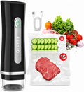 FEPPO Vacuum Sealer for Food with Visible Water Tank, Handheld Saver Compact Vacuum Sealer Machine with 30 Reusable Bags for 6X Preservation & Fresh, Black by FEPPO