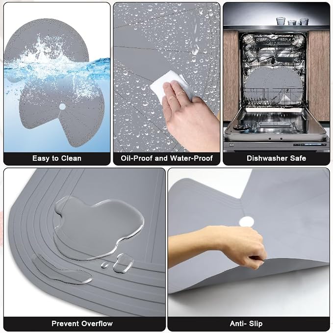 2 PCS 26" Lazy Susan Shelf Liner, Jaxbo Silicone Lazy Susan Liner for Dual Tier Pie Cut Organizer,Non-Slip Thermal Protection Mat - Image 3