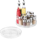2 Pack Puricon Clear Lazy Susan Turntable Organizer (12 Inch & 9.25"), Plastic Rotating Tray Home Edit Lazy Susan Spice Rack Cabinet Organizer for Pantry Countertop Kitchen Fridge Bathroom -Low Edge | Plastic Rotating Tray Home Edit Lazy Susan Spice Ra... by Puricon