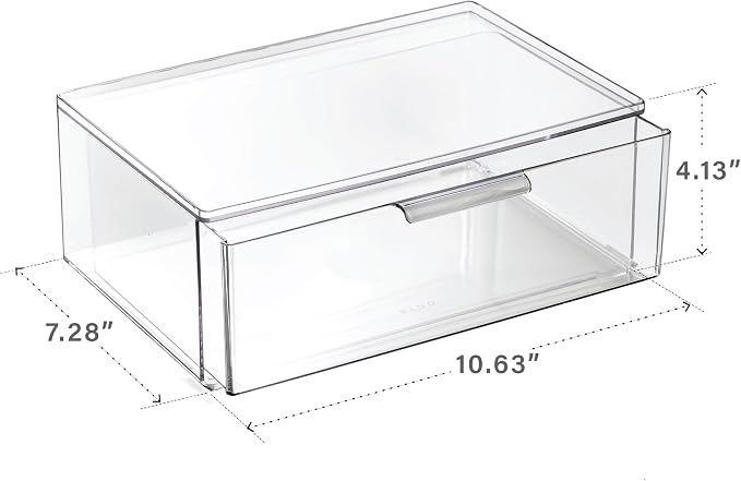 BINO | Clear Stackable Storage Drawers, Large | Clear Storage Drawers with Built-In Handles | Durable Plastic Organizer Drawer | Modular Stackable Drawer Acrylic Organizer - Image 2
