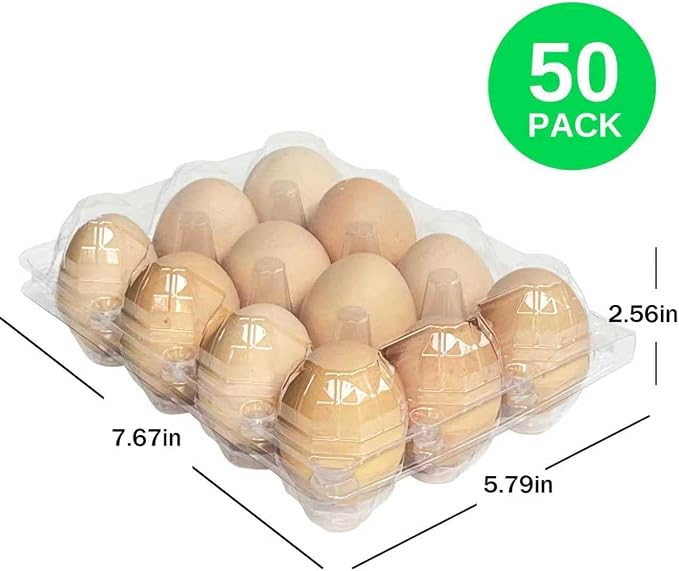 50-Pack of 12-Count Plastic Egg Cartons – Bulk Clear Reusable Egg Containers Holds Chicken Eggs | Egg Cartons Cheap Bulk, Eggs 12 Count,Suitable for farms, markets and families. - Image 2