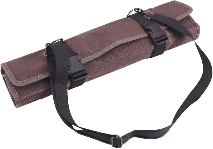 Chef’s Knife Roll Bag,Waxed Canvas Knife Cultery Carrier, Portable Chef Knife Cases,Knife Pouch Holders With 10 Slots Plus 1 Zipper Pockets Can Hold Home Kitchen Knife Tools Up To 18.8” - Image 5