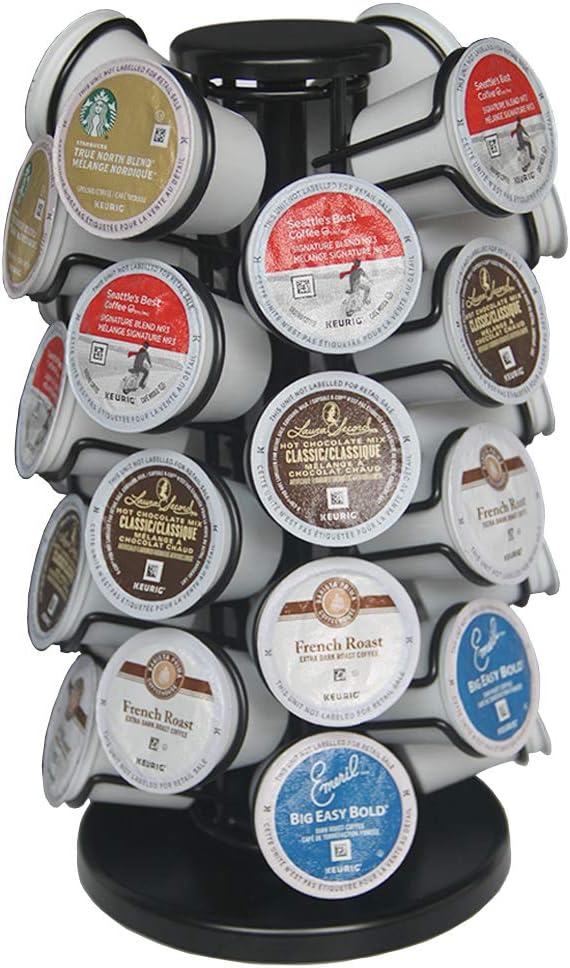 BLACKSMITH FAMILY Capacity of 32 Pods K Cup Holders,K Cup Holder, K Cups Holder,K Cup Carousel, Coffee Pods Holder Storage Organizer Stand,No Assembly Required,Black by BLACKSMITHFAMILY