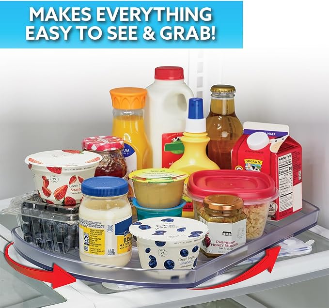 Ontel Smart Spin Rotating Refrigerator Organizer - Use This Lazy Susan as a Rotating Spice Rack, Condiment Organizer, Cabinet Organizer or for Kitchen, Panty or Fridge Organization and Storage, Clear - Image 3