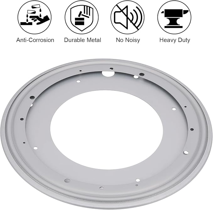 12Inch Round Lazy Susan Turntable Bearing Plate, Rotating Swivel Base with 1000lbs Load Capacity, Turntable Base for Serving Tray, Kitchen - Image 5