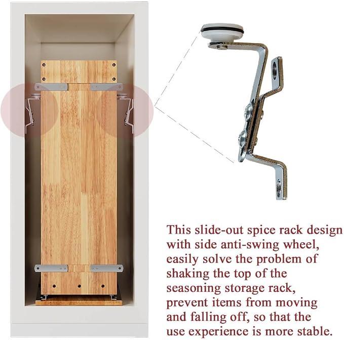 OCG 4 Tier Pull Out Spice Rack Holder Shelves (8" W x 22" D), spice organization for cabinet Storage Organization, pull out spice racks for inside cabinets - Image 6