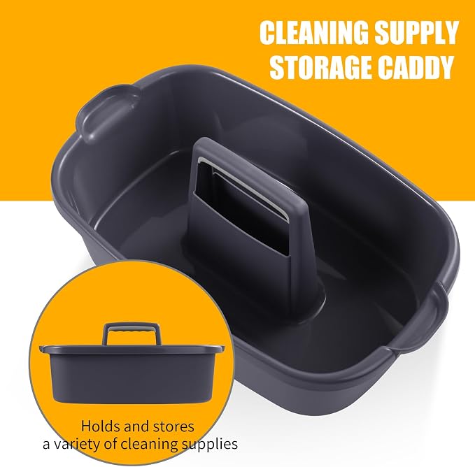 2-Pack Large Gray Cleaning Caddy for Cleaning Supplies with Handle - Portable Plastic Tote Organizer for Shower, Bathroom, Kitchen, Under Sink Storage - Image 3