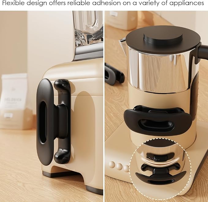 6 Pack Cord Organizer for Kitchen Appliances, Black | Upgraded Stackable Silicone Adhesive Cable Management Wrap Holder, for Mixer Blender Air Fryer Pressure Cooker Coffee Maker - Image 3