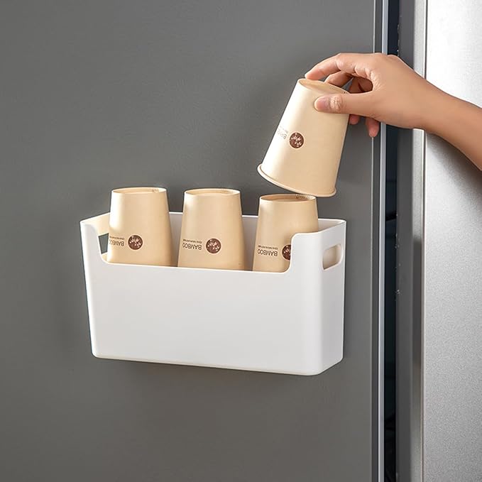 2 Pack Cabinet Organizer Storage, Adhesive Over Cabinet Door Organizer, No Drilling Space Saver Plastic Storage Containers Multi-Use for Kitchen Bathroom Office Bedroom, White - Image 8