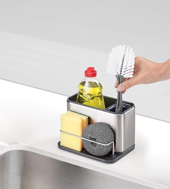 Joseph Joseph Surface Stainless Steel Caddy Sink Area Organizer and Sponge Holder, Gray - Image 5