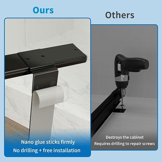 Pull Out Trash Can with Soft-Close for Kitchen Cabinets, Under Sink Drawer | Adjustable for 7-13 Gal can, Black Thick Handle & Frame, Up to 125 lbs Capacity, Fits 13"W x 18"D cabinets, Can Not Included - Image 3