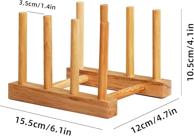 Kunovo Bamboo Dish Rack,Pot lid/Plate/Cutting Board Organizer for Kitchen cabinets,Bottle Drying Holder - Image 3