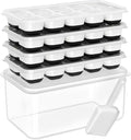 DOQAUS Ice Cube Tray with Lid and Bin,4 Pack Ice Cube Trays for Freezer | Silicone, Stackable. Easy Release Trays with Storage Bin & Scoop. Ideal for Freezer, Kitchen, RV, Cocktail, Coffee. by DOQAUS