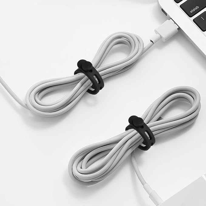 40 Pcs Black Silicone Cable Ties, Reusable Cable Straps Wire Organizer. | Cable Management Cord Organizer for Fastening Earphone Phone Charger Home Office Desk Kitchen Appliances Cable Cords Wires - Image 6