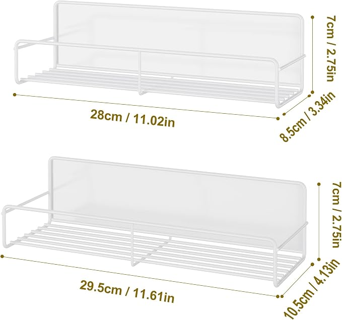 Mystozer 2 Pack Magnetic Spice Rack Organizer, Space Saver for Refrigerator and Whiteboard, Metal Fridge Shelf for Kitchen and Classroom Seasoning Organizer Seasoning Rack Condiment Organizer(White) - Image 6